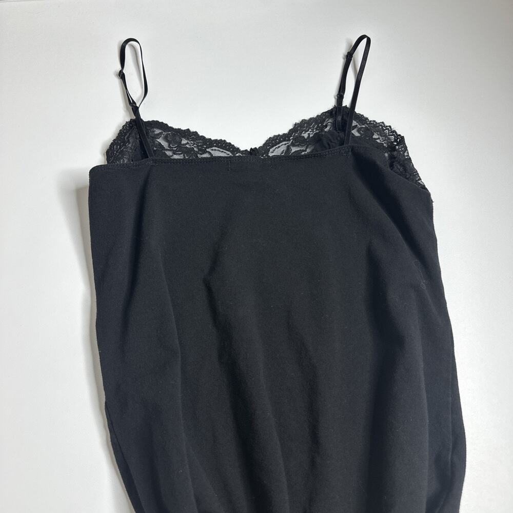Bozzolo Black Lace Trim Cami Tank Top Spaghetti Strap Y2K Coquette Goth Size 1X - Picture 5 of 7